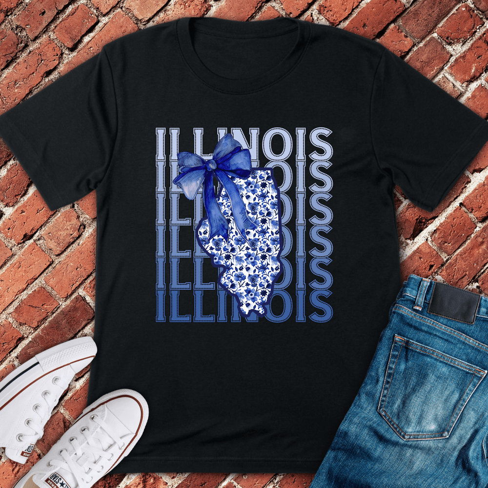 Blue Illinois Bow T-Shirt - Black