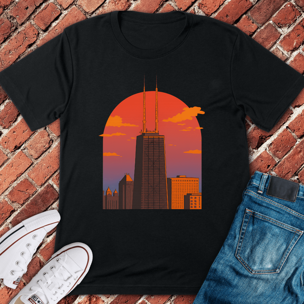 Chicago Sunset Tower T-Shirt - Black