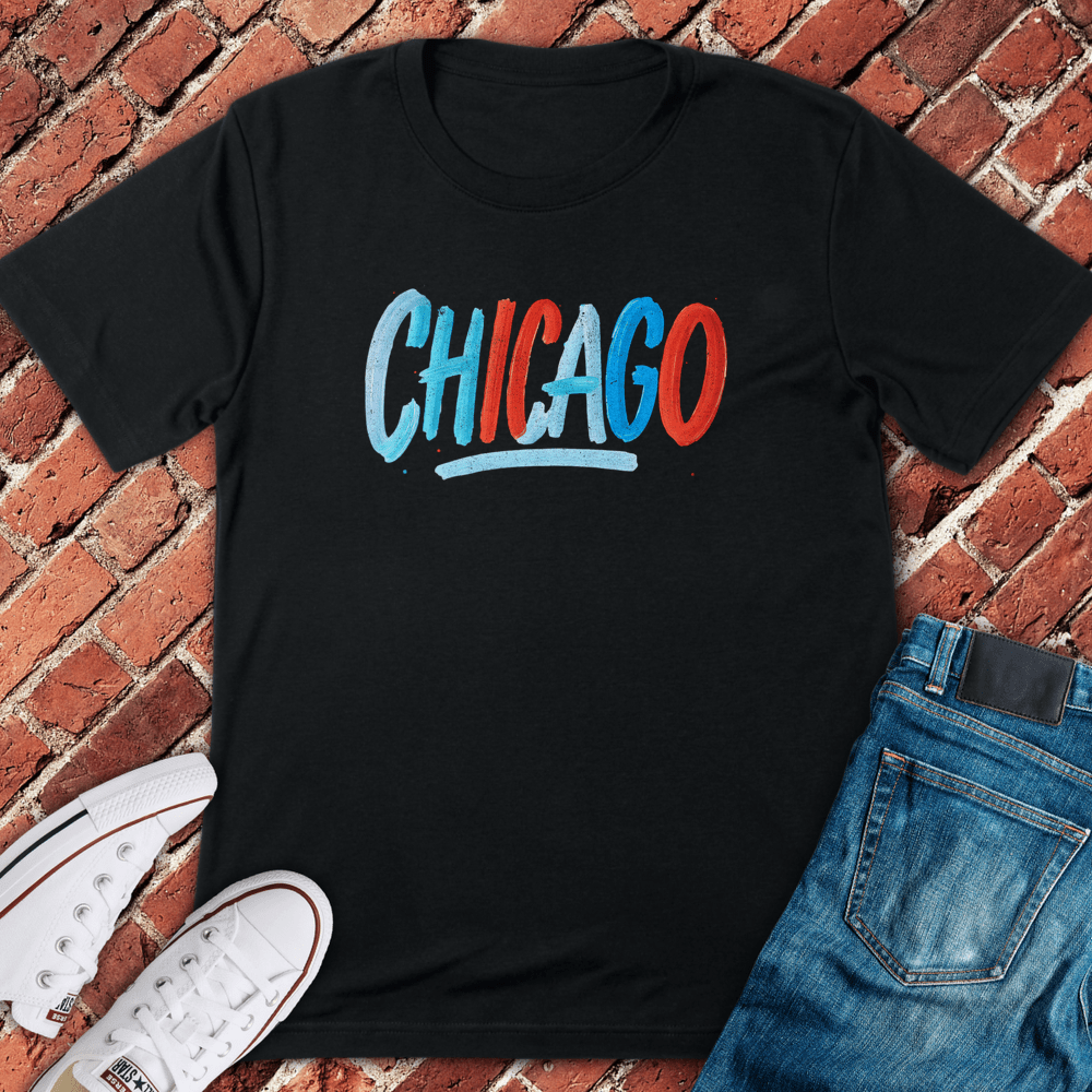 Brushstroke Chicago T-Shirt - Black