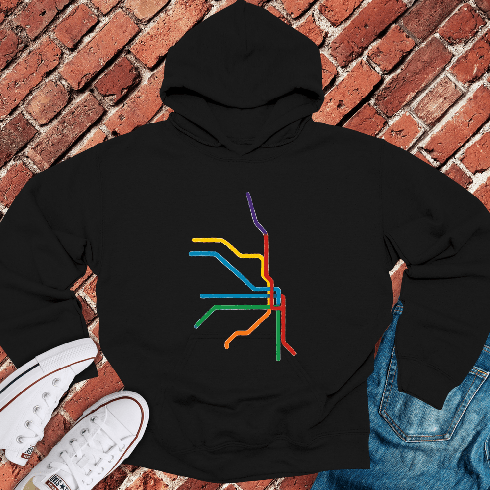 Abstract Train Lines Hoodie - Black
