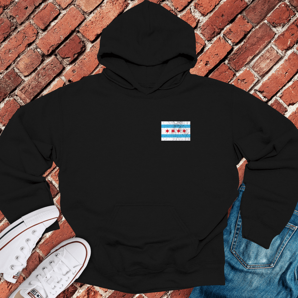 Chicago Flag Logo Hoodie - Black