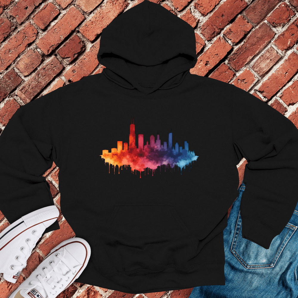 Chicago Rainbow Skyline Hoodie - Black