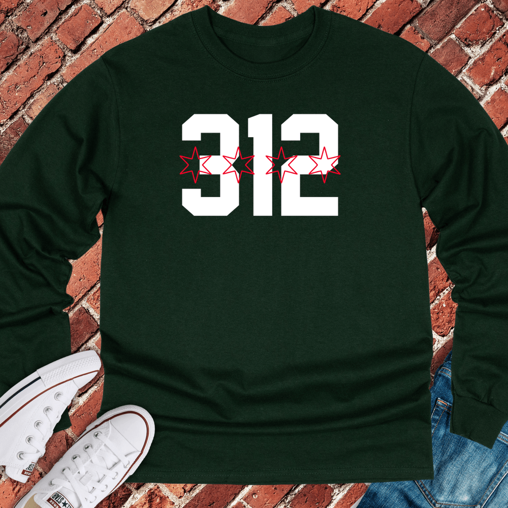 312 Stars Long Sleeve - Forest Green