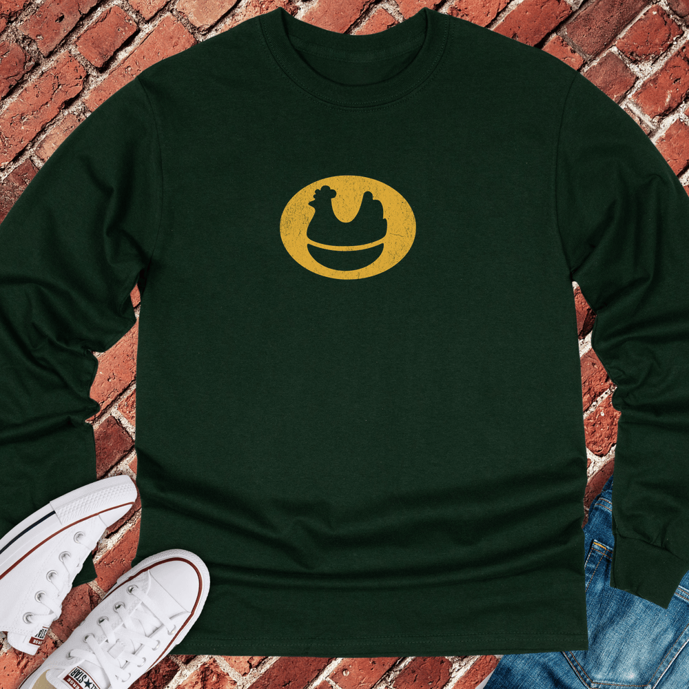 Vintage White Hen Long Sleeve - Forest Green