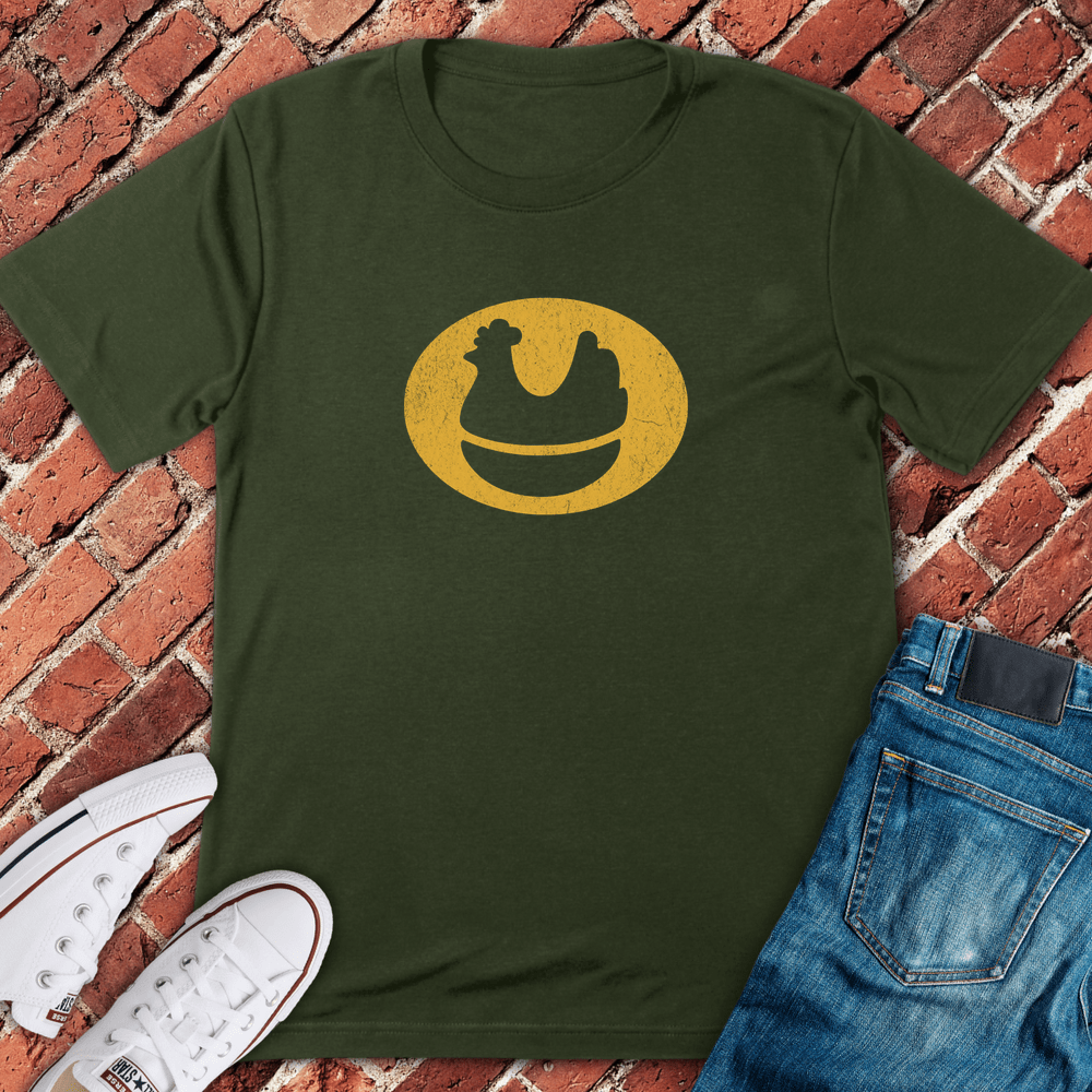 Vintage White Hen T-Shirt - Military Green