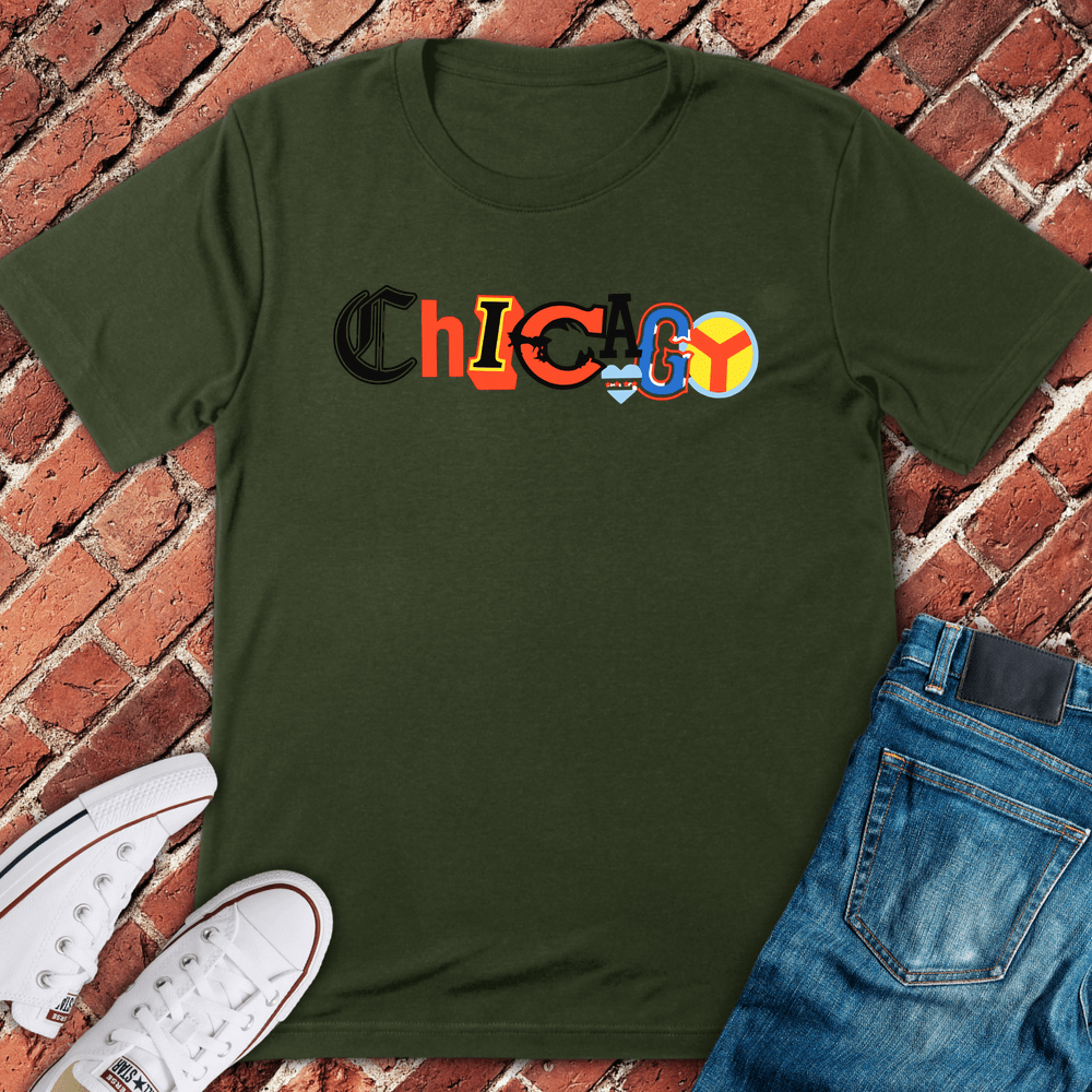 Colorful Chicago T-Shirt - Military Green
