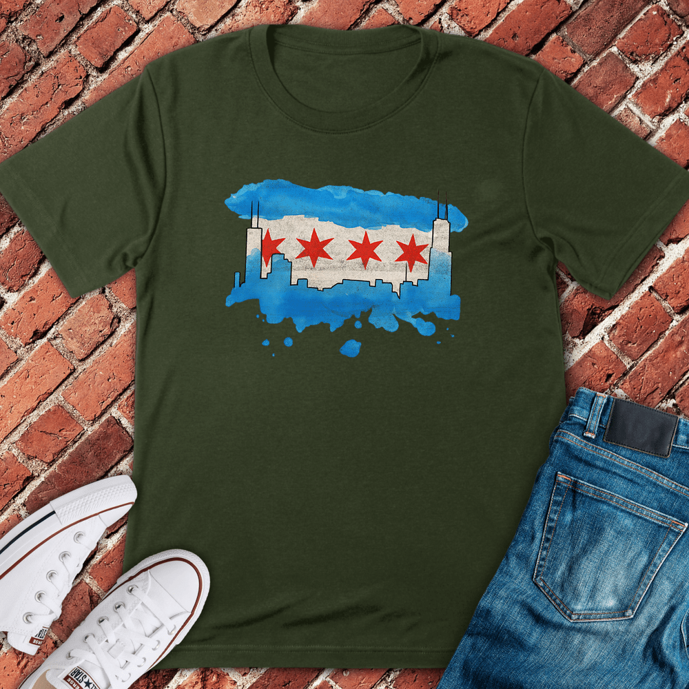 Skyline Splash T-Shirt - Military Green