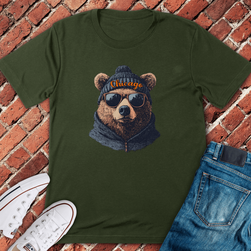 Beanie Bear Vibes T-Shirt - Military Green