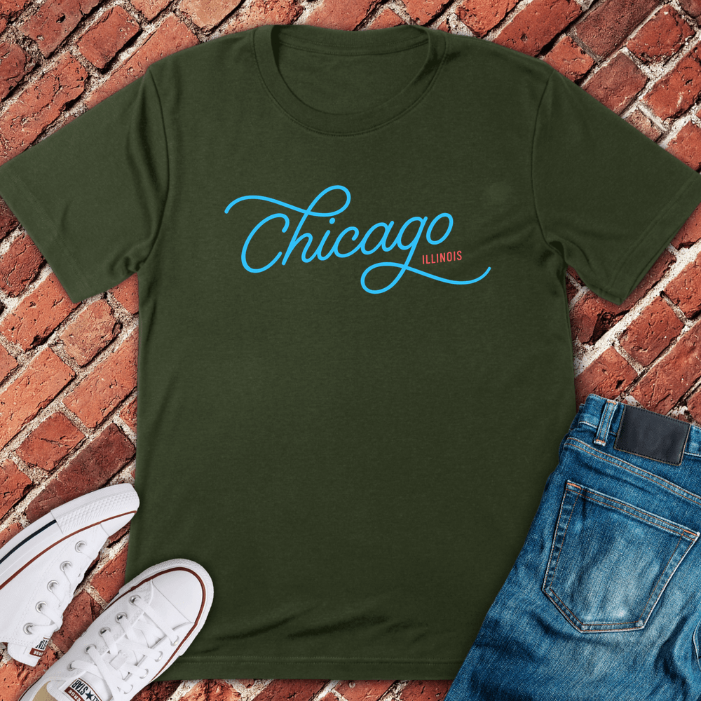 Skyline Script T-Shirt - Military Green