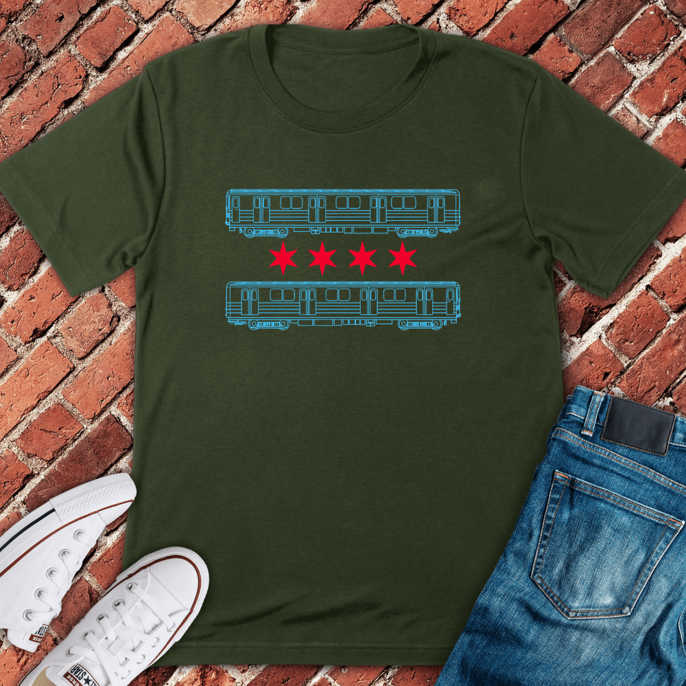 El Train Stars T-Shirt - Military Green