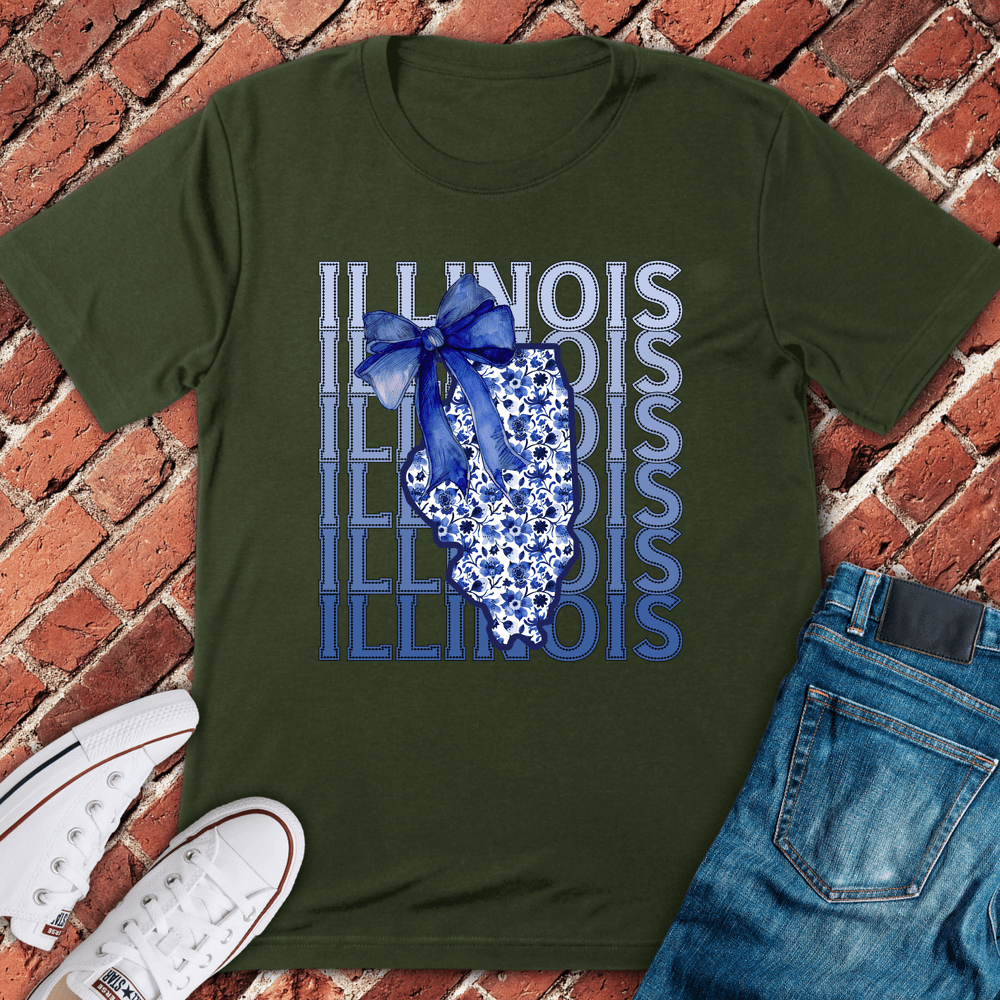 Blue Illinois Bow T-Shirt - Military Green
