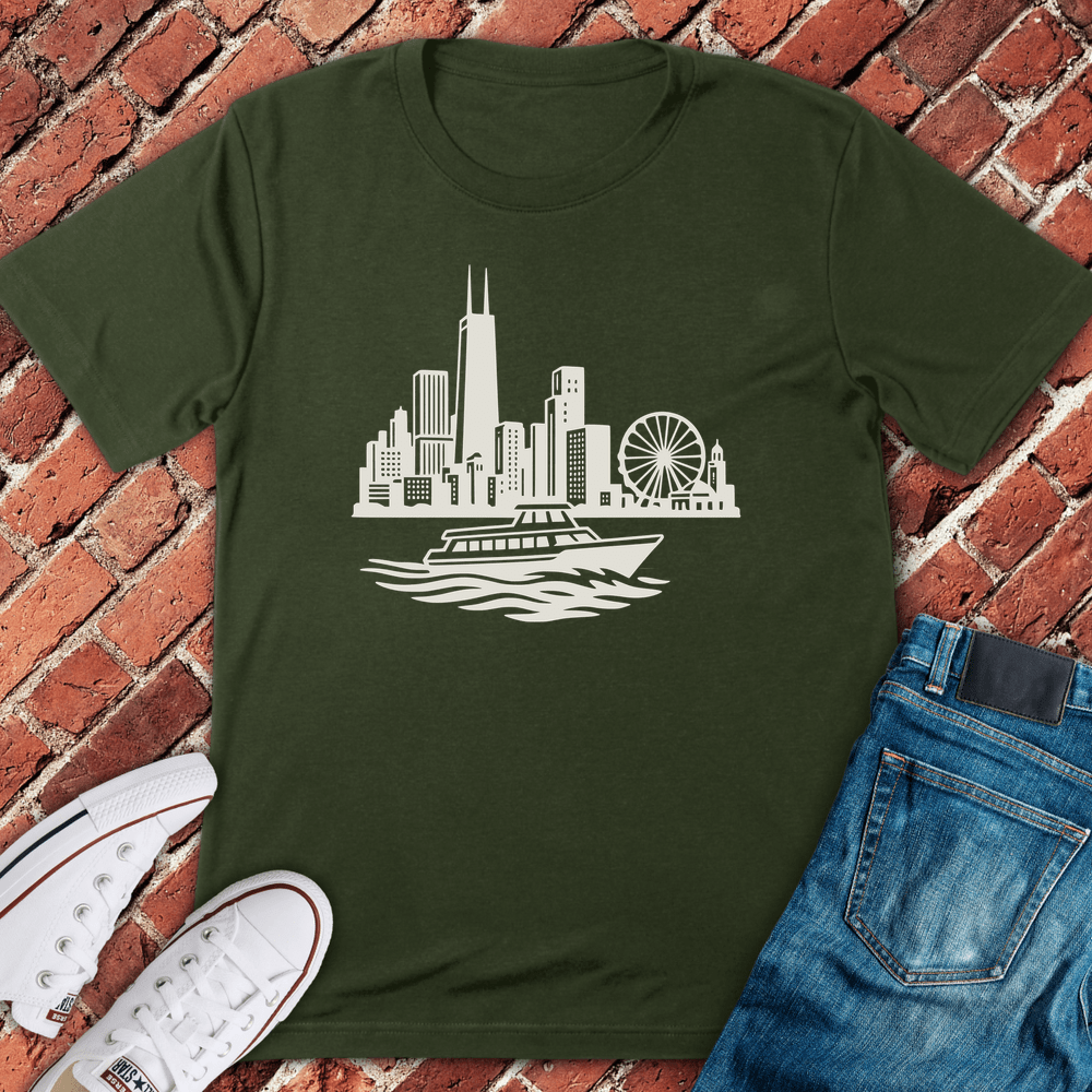 Skyline & Ferry T-Shirt - Military Green