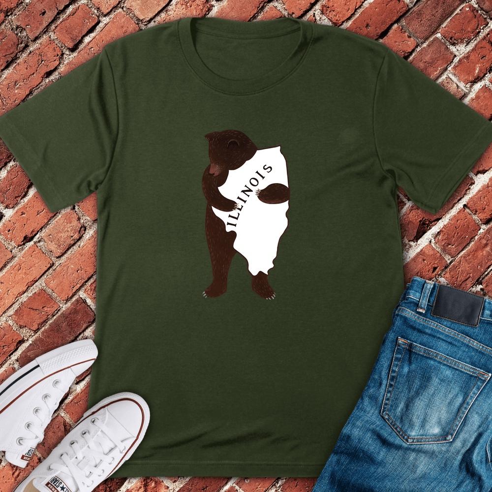 Bear Hug Illinois T-Shirt - Military Green