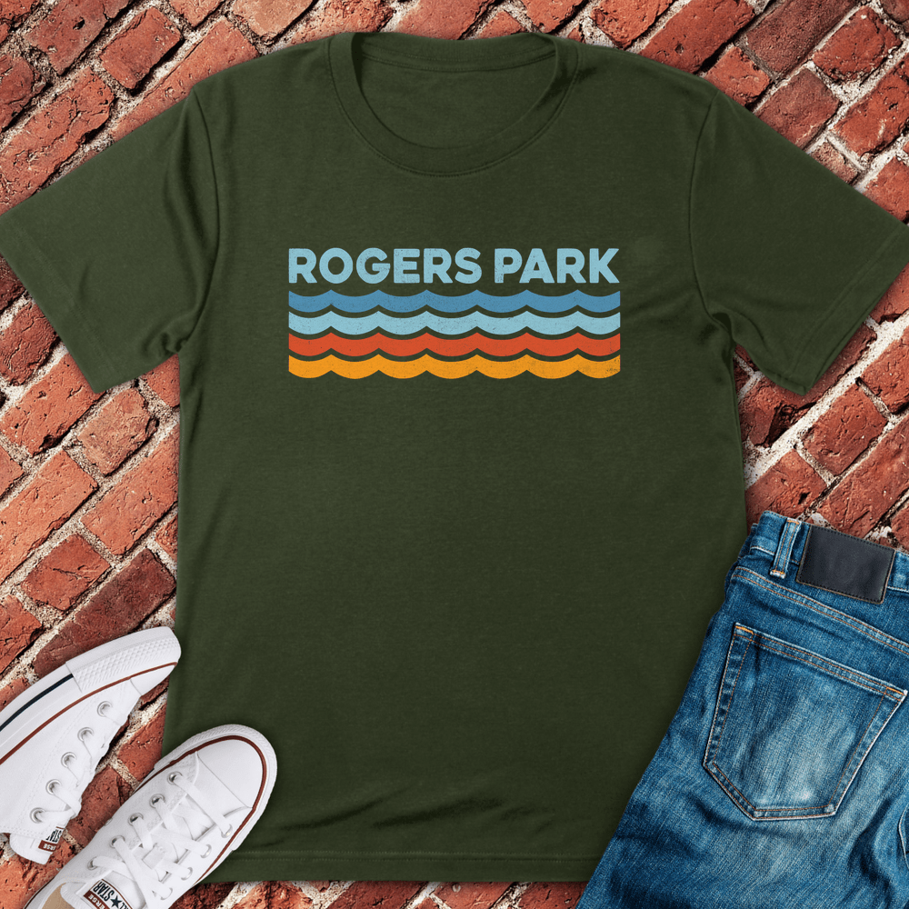 Rogers Park Waves T-Shirt - Military Green