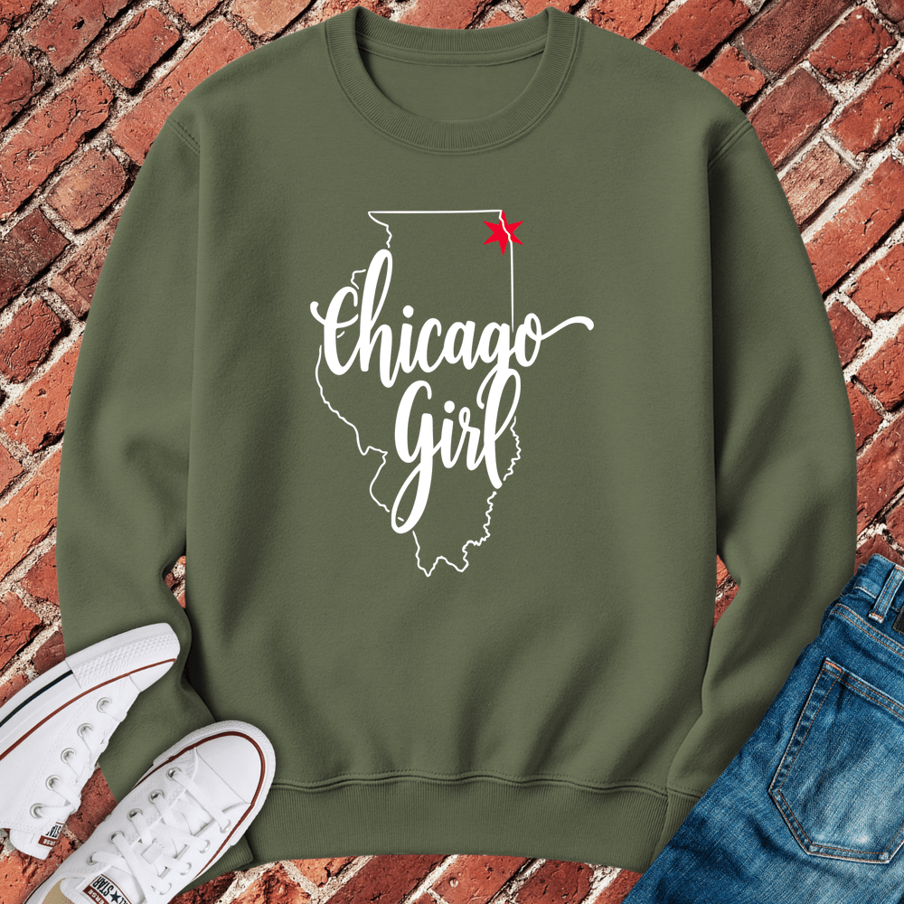 Chicago Girl Crewneck - Military Green