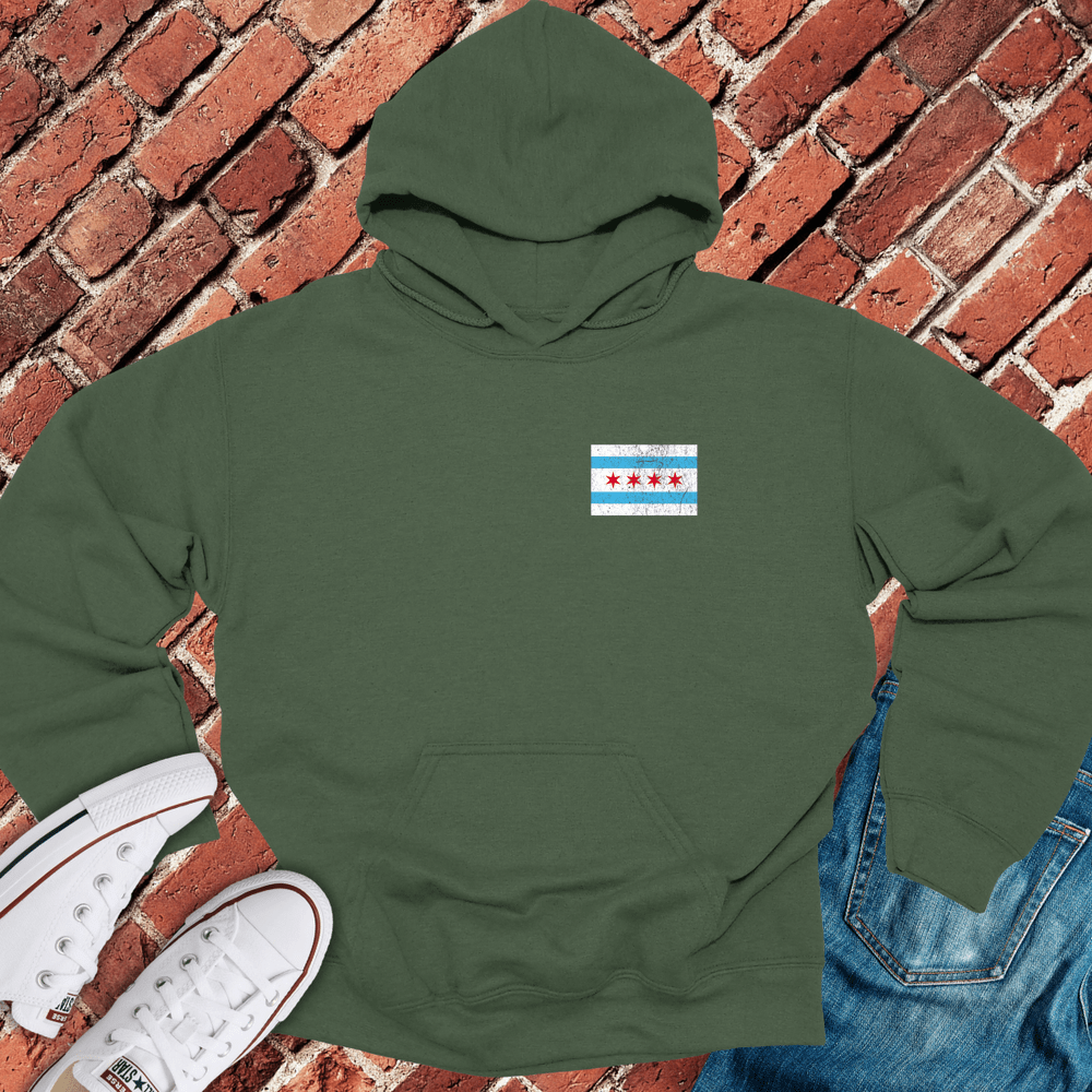 Chicago Flag Logo Hoodie - Military Green