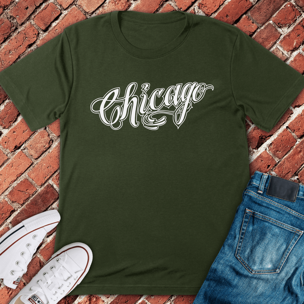 Chicago Calligraphy T-Shirt - Military Green