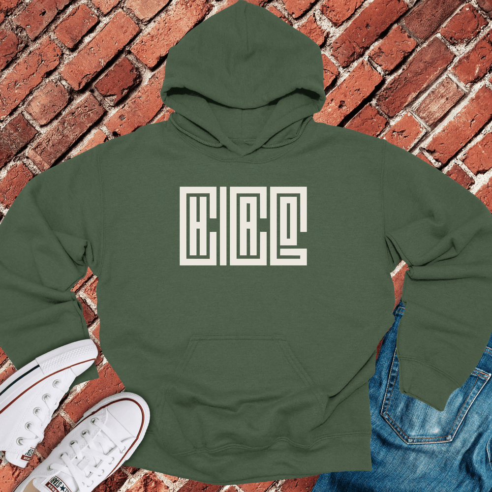 Stacked CHICAGO Hoodie - Military Green
