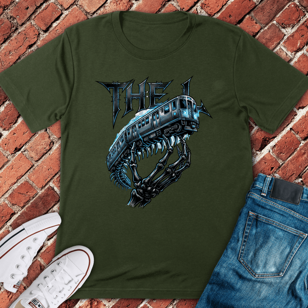 Skeleton Train T-Shirt - Military Green