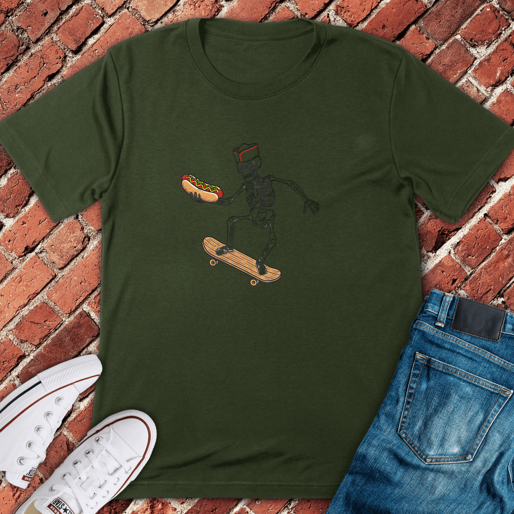Hot Dog Skater T-Shirt - Military Green