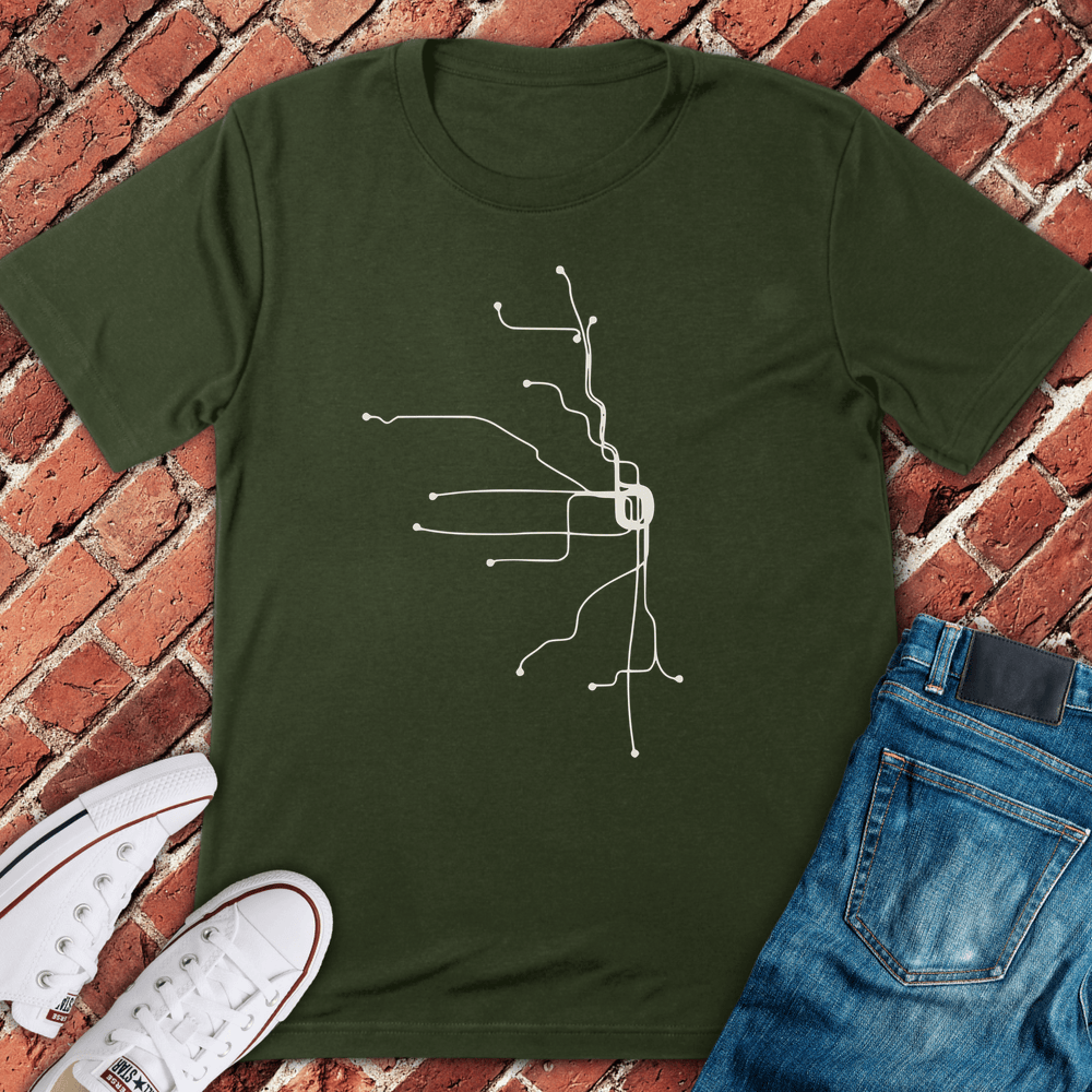 Loop Abstract Map T-Shirt - Military Green