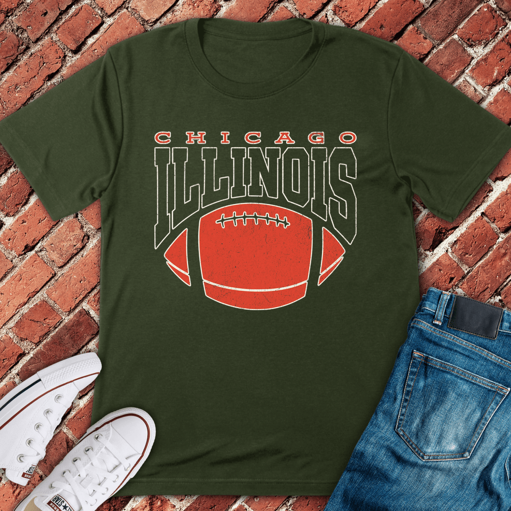 Illinois Football Style T-Shirt - Military Green