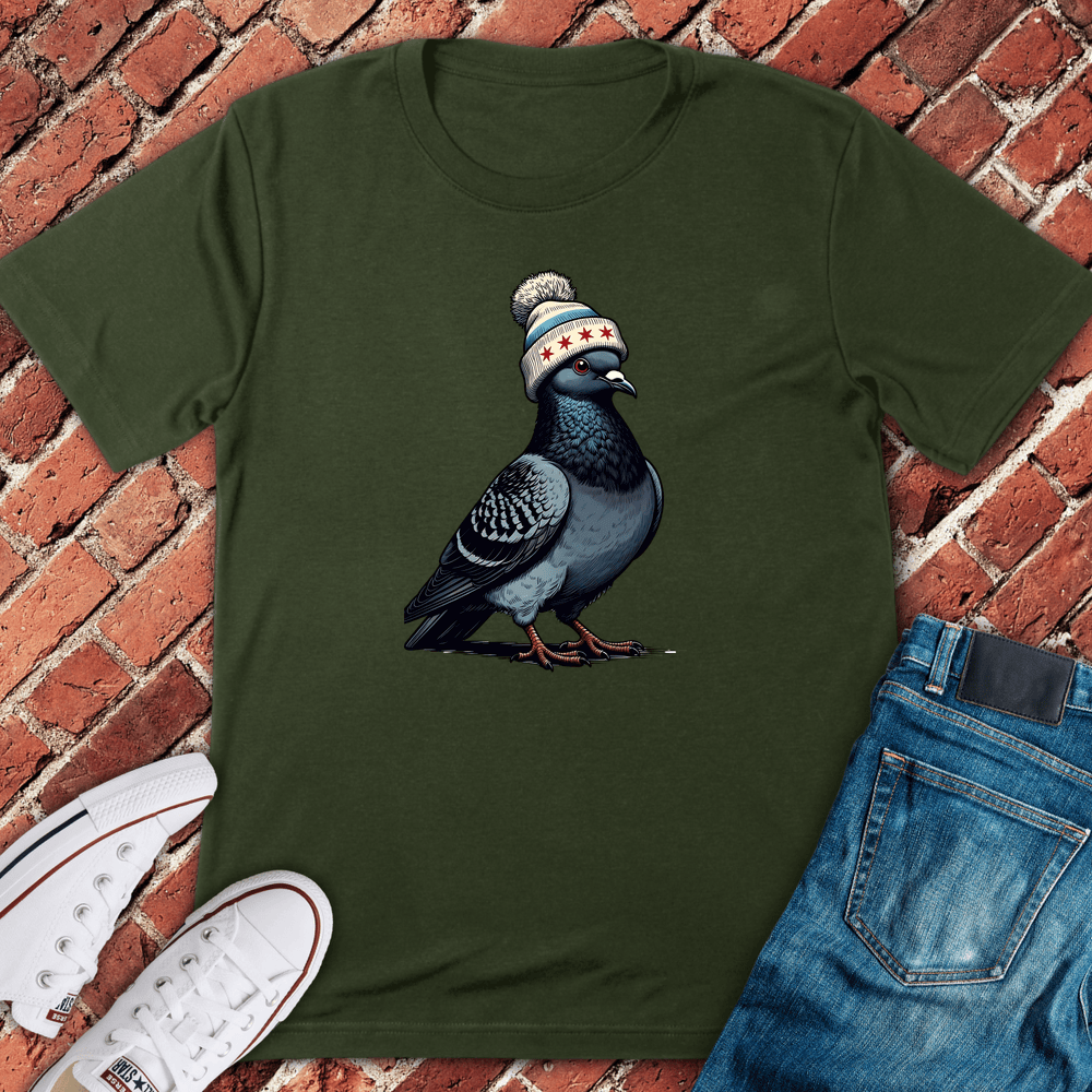 Beanie Pigeon T-Shirt - Military Green