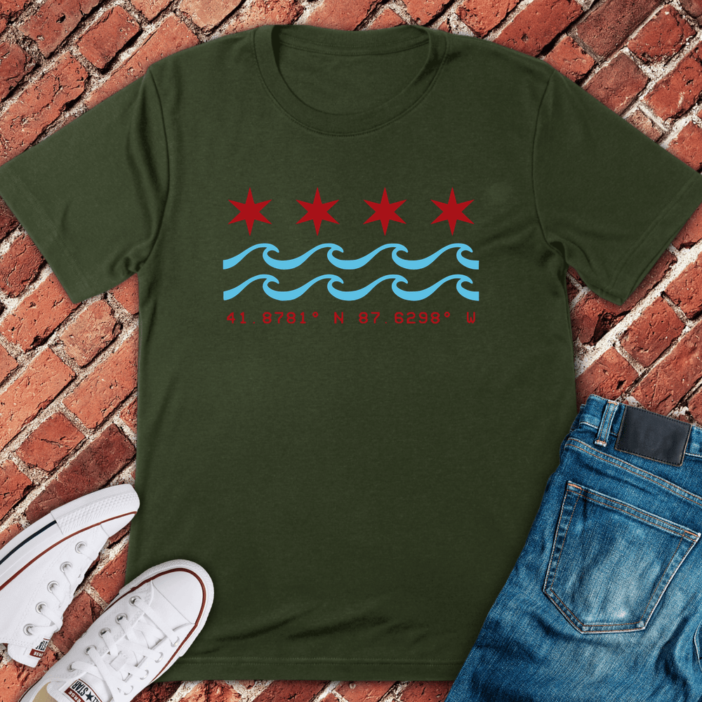 Chicago Coordinates T-Shirt - Military Green