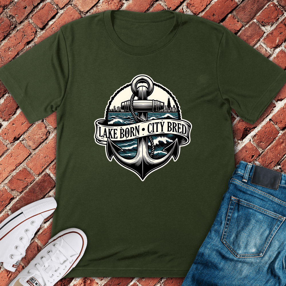 Lake Born City Bred T-Shirt - Military Green