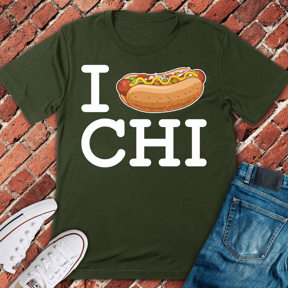 Chicago Style Dog T-Shirt - Military Green