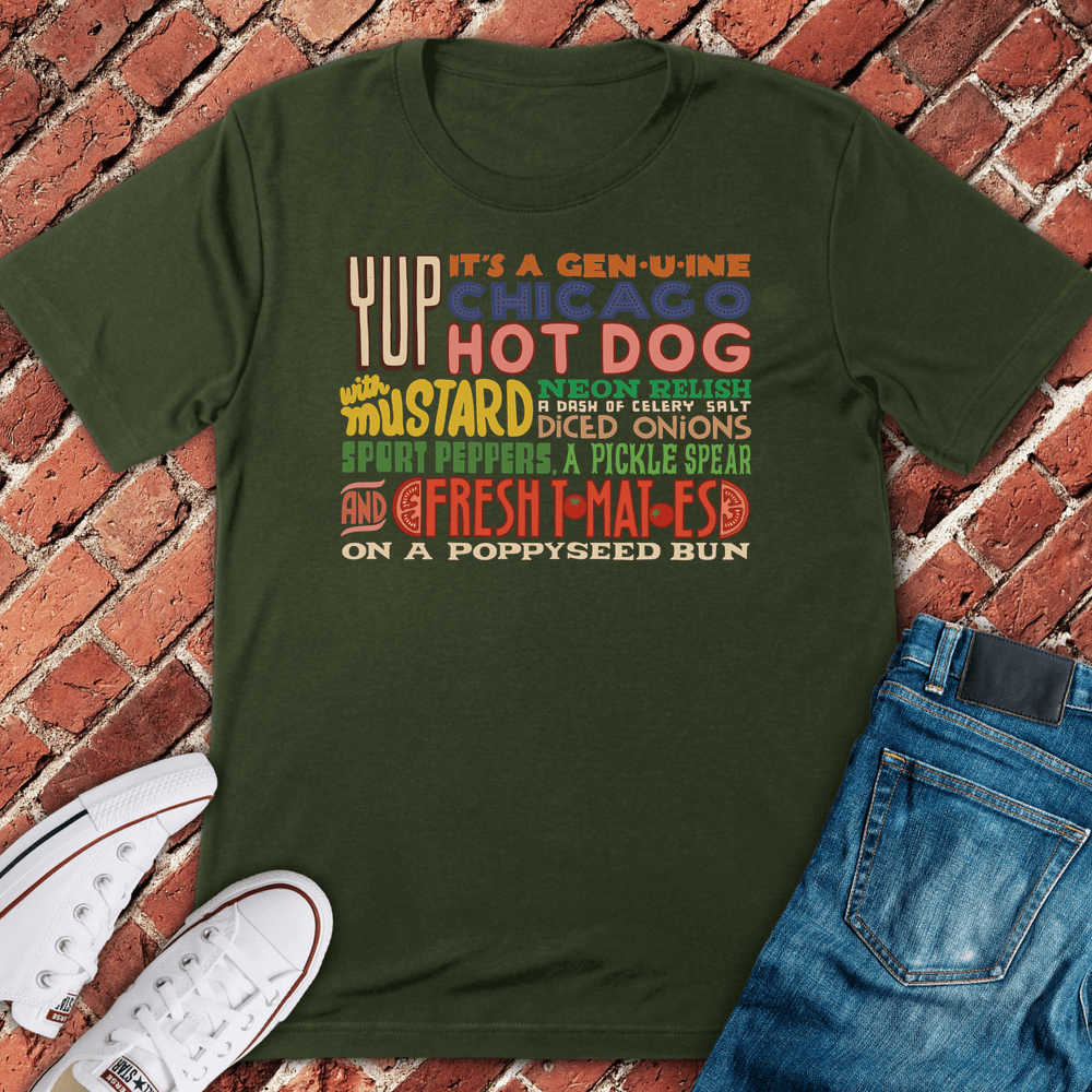 Chicago Style Dog T-Shirt - Military Green