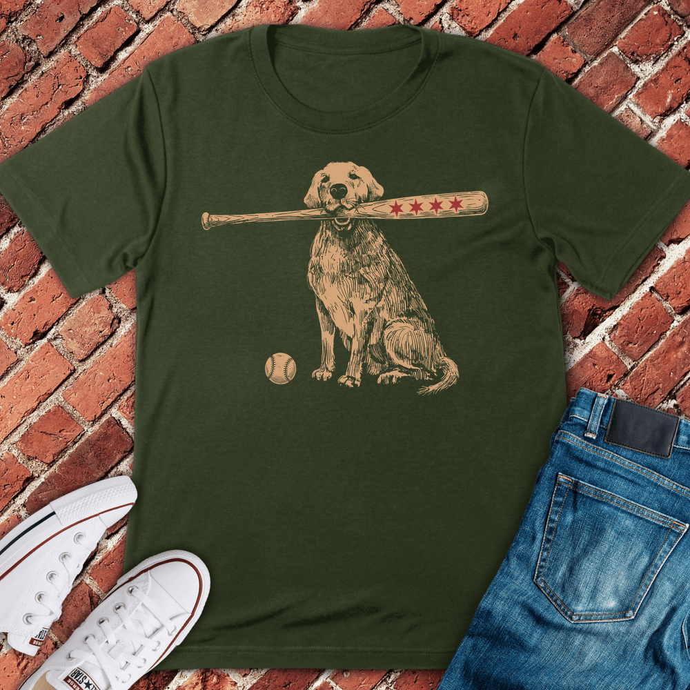 Chicago Bat Dog T-Shirt - Military Green