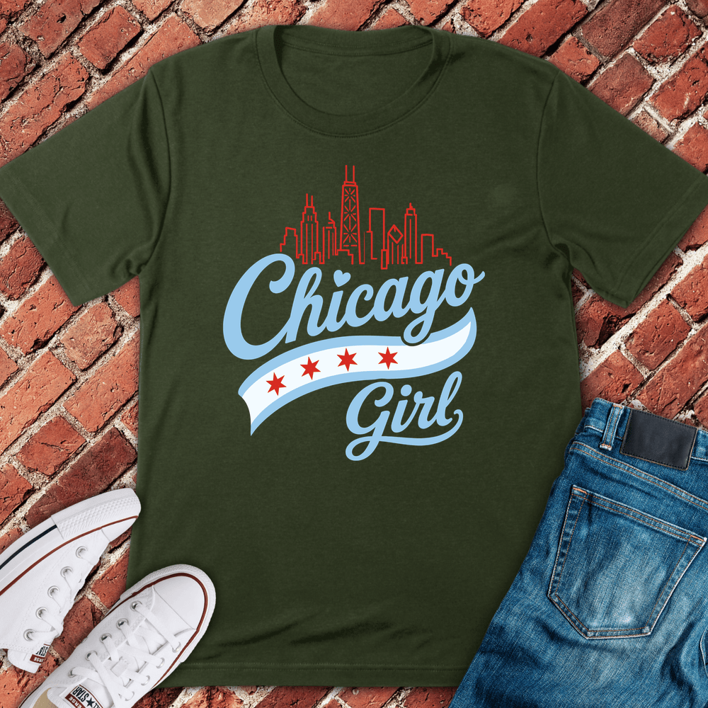 Skyline Girl T-Shirt - Military Green