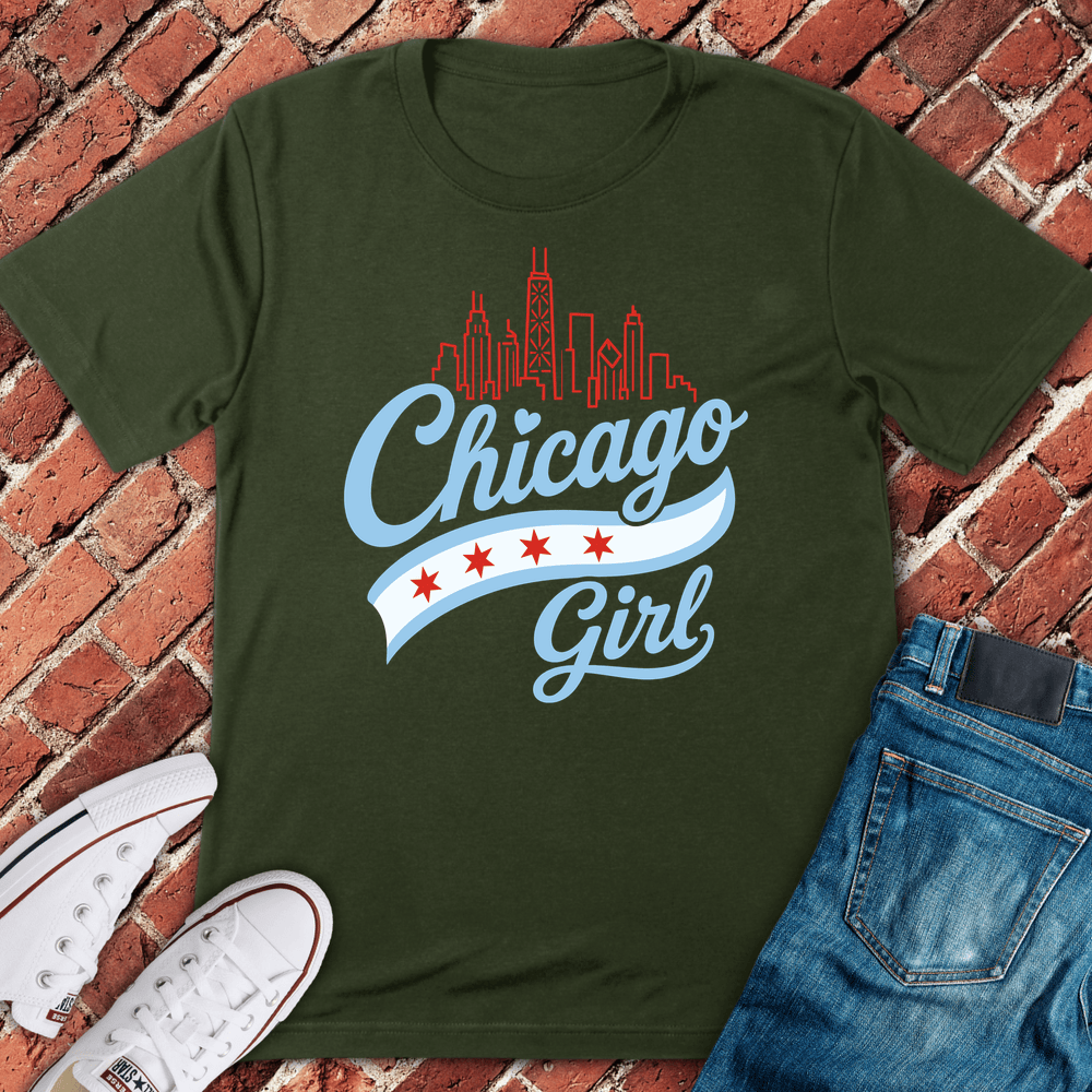 Skyline Girl T-Shirt - Military Green