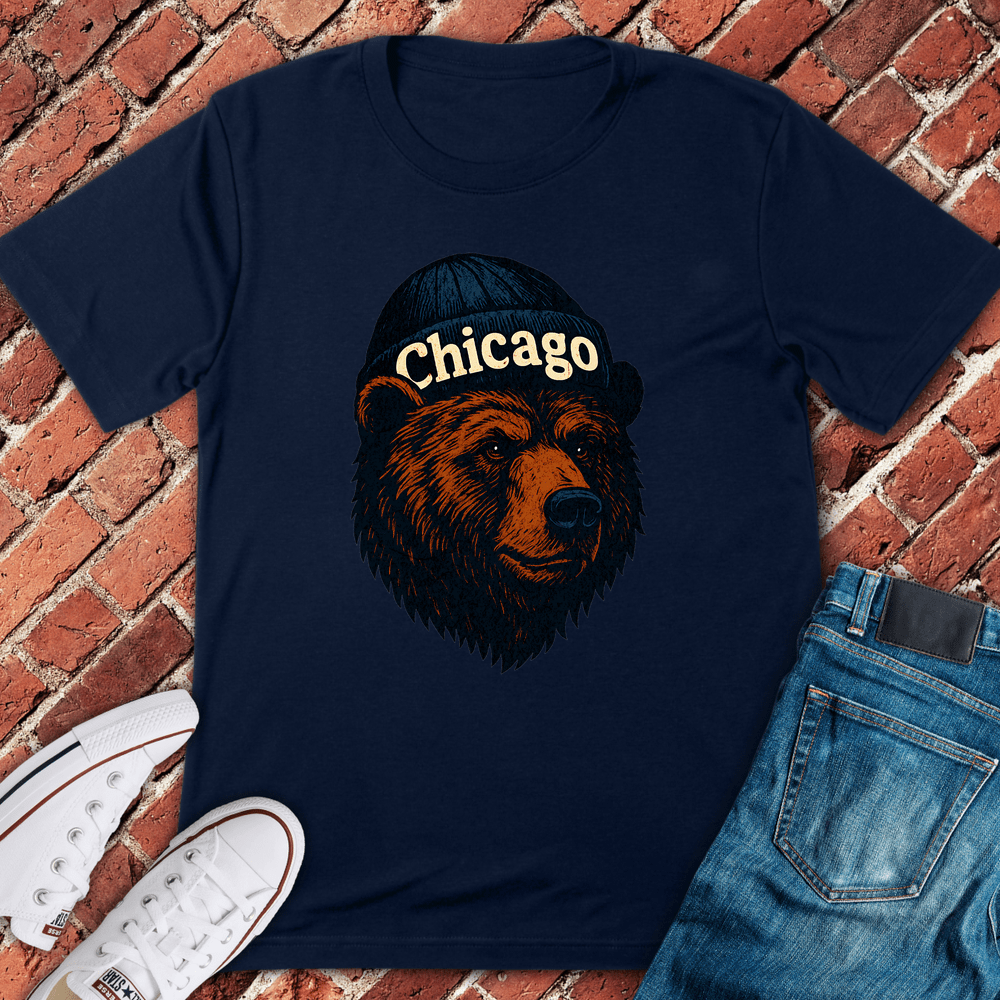 Chicago Beanie Bear T-Shirt - Navy
