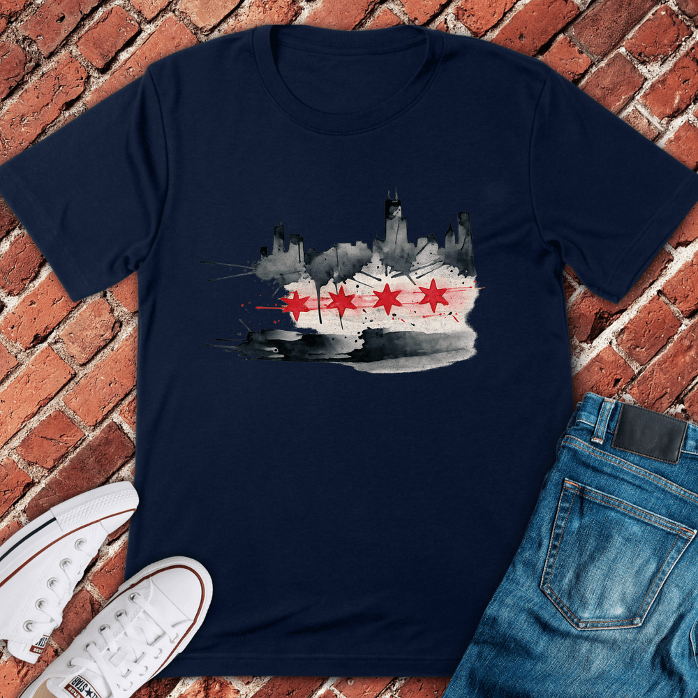 Flag And Fog T-Shirt - Navy