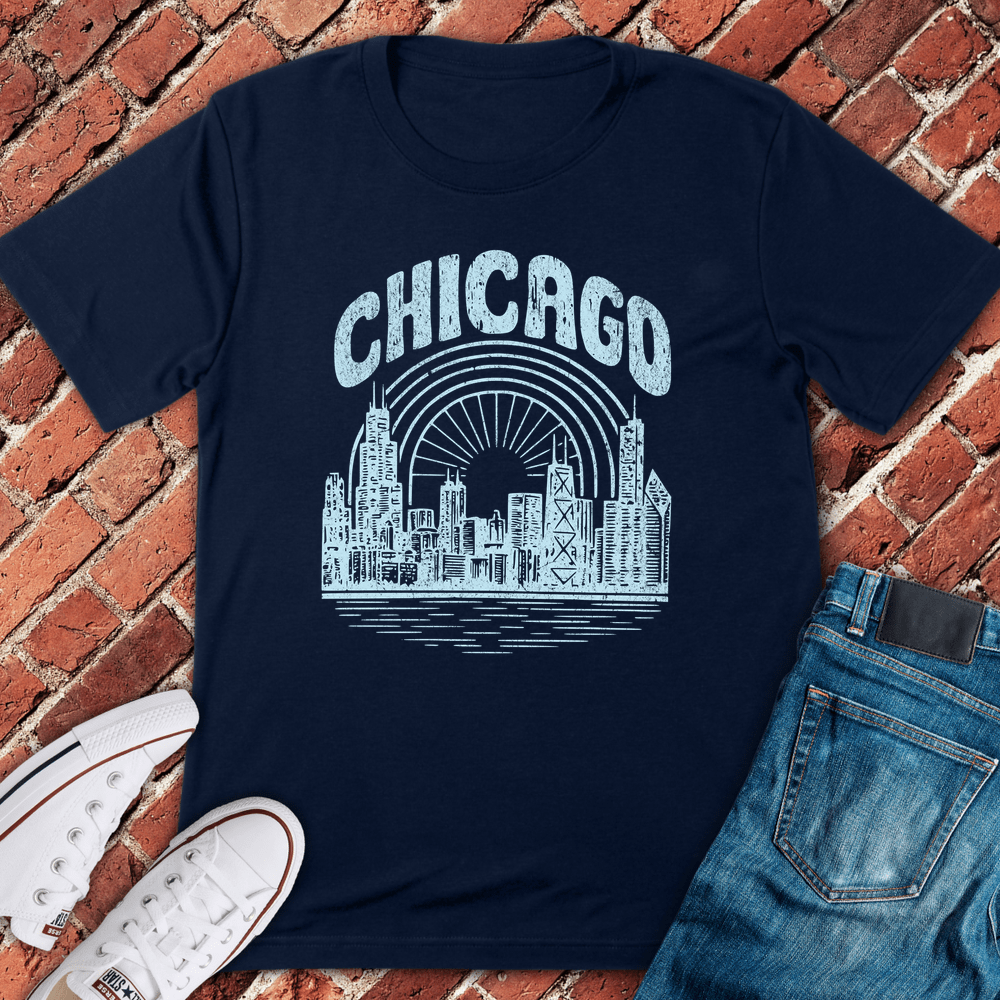 Vintage Sundown Skyline T-Shirt - Navy