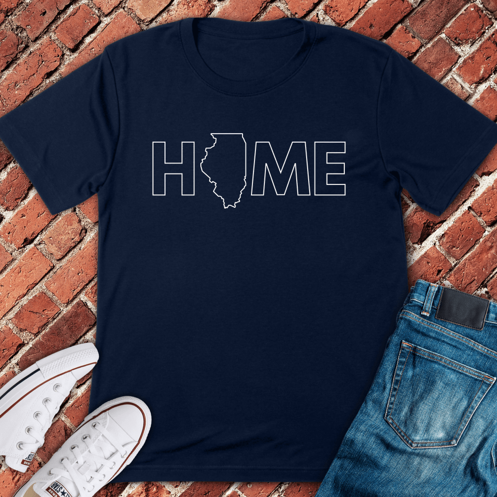 Home Illinois Outline T-Shirt - Navy