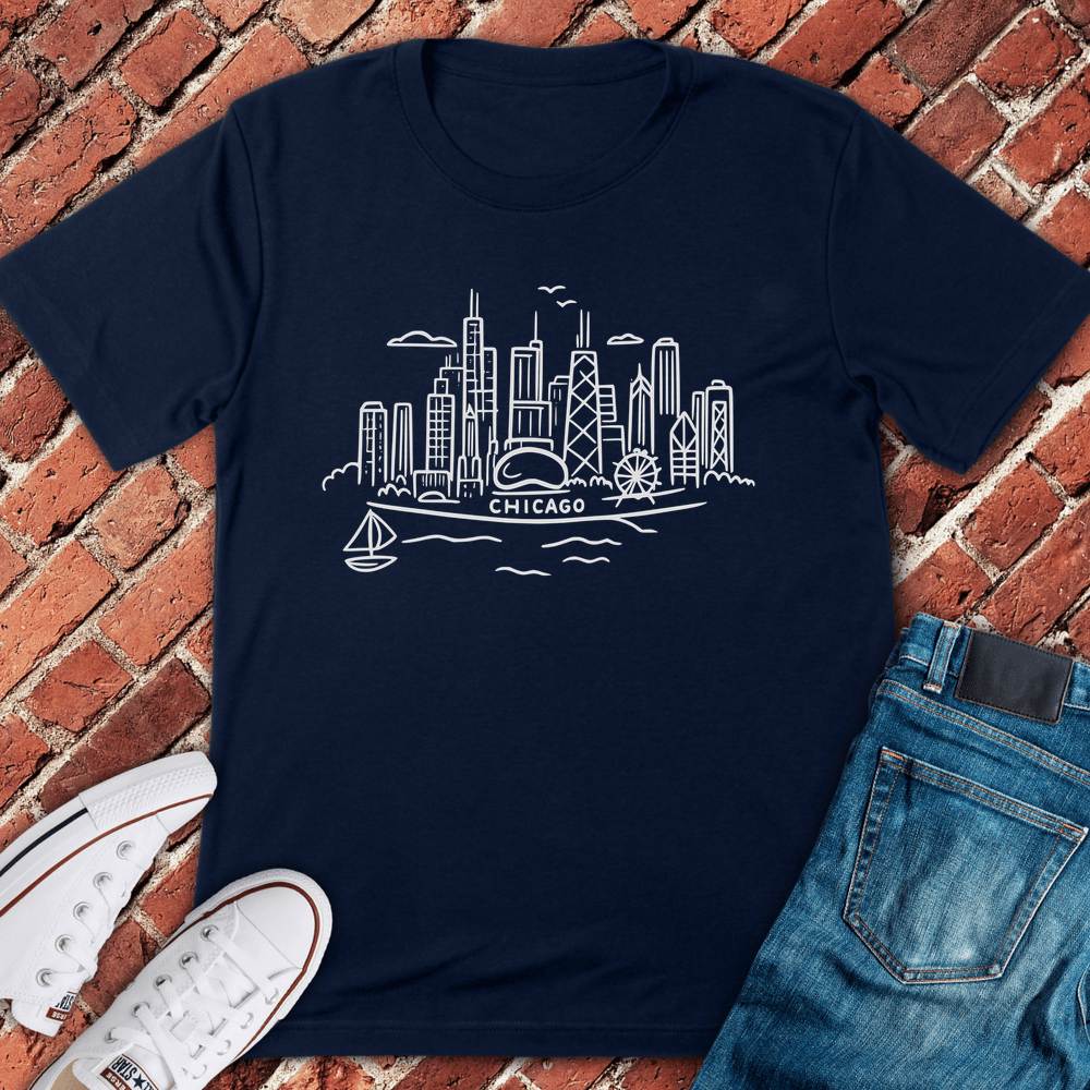 Chicago Coastline T-Shirt - Navy