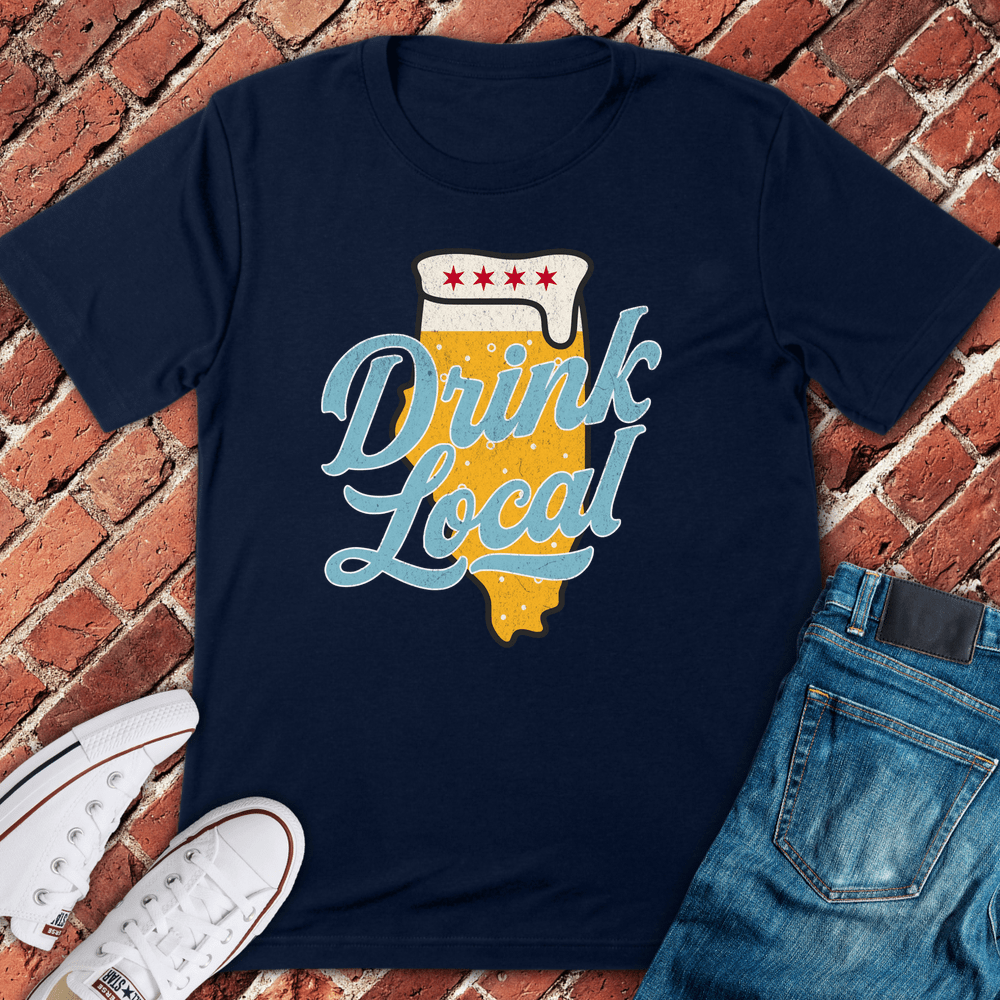 Drink Local Flag T-Shirt - Navy
