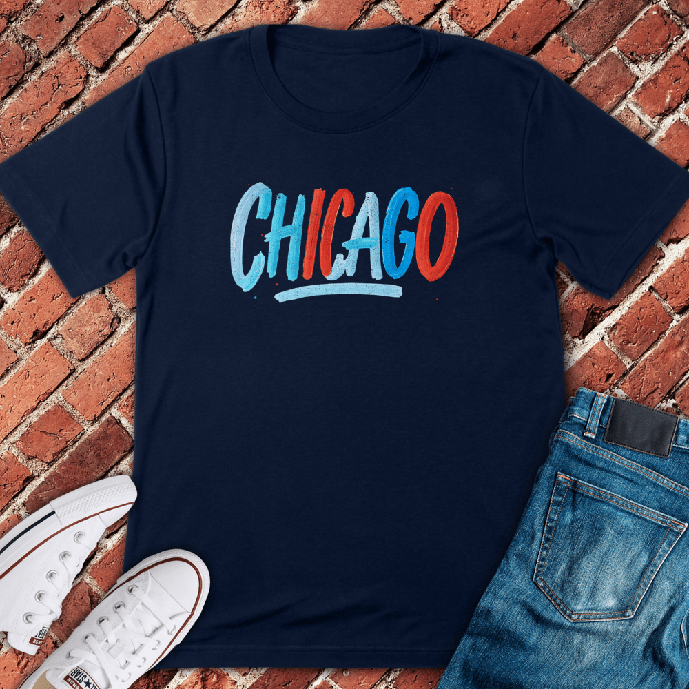 Brushstroke Chicago T-Shirt - Navy