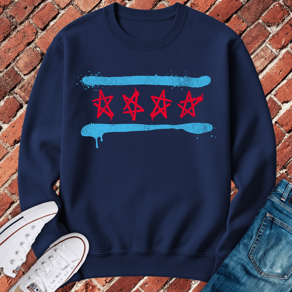 Spray Paint Flag Crewneck - Navy