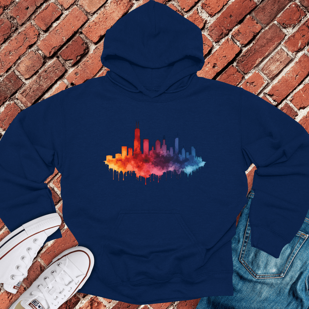 Chicago Rainbow Skyline Hoodie - Navy