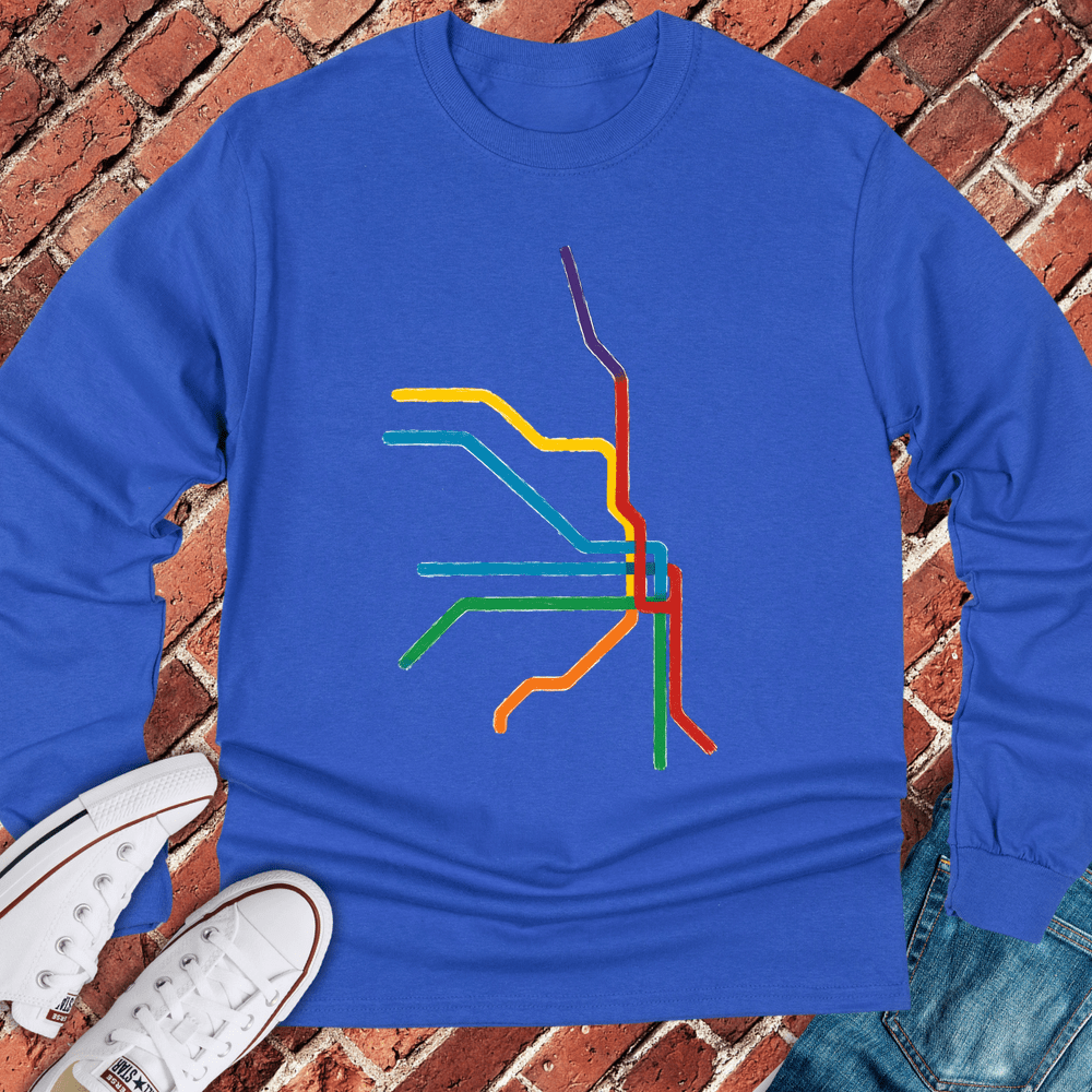 Abstract Train Lines Long Sleeve - Royal