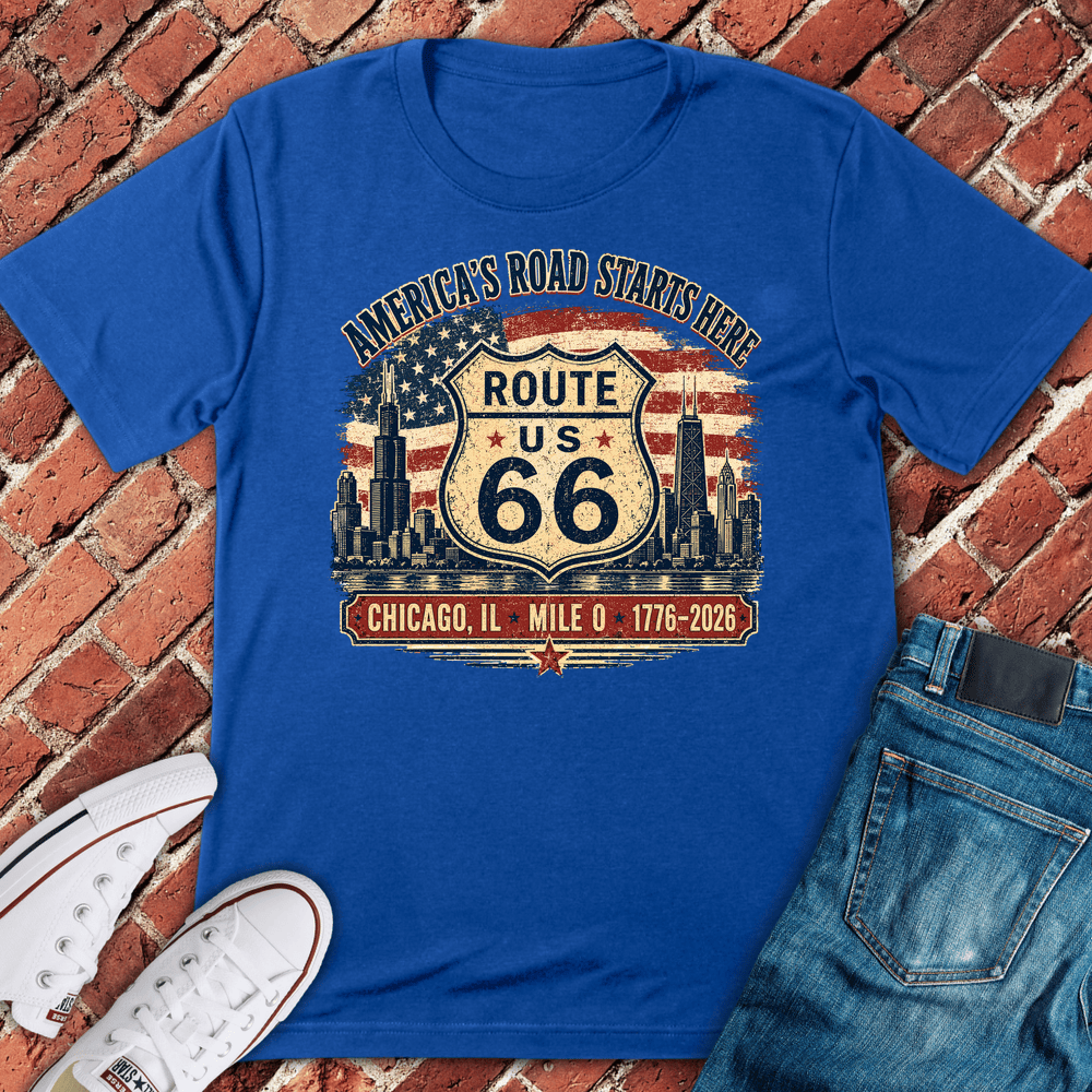 Route 66 Mile 0 T-Shirt - Royal