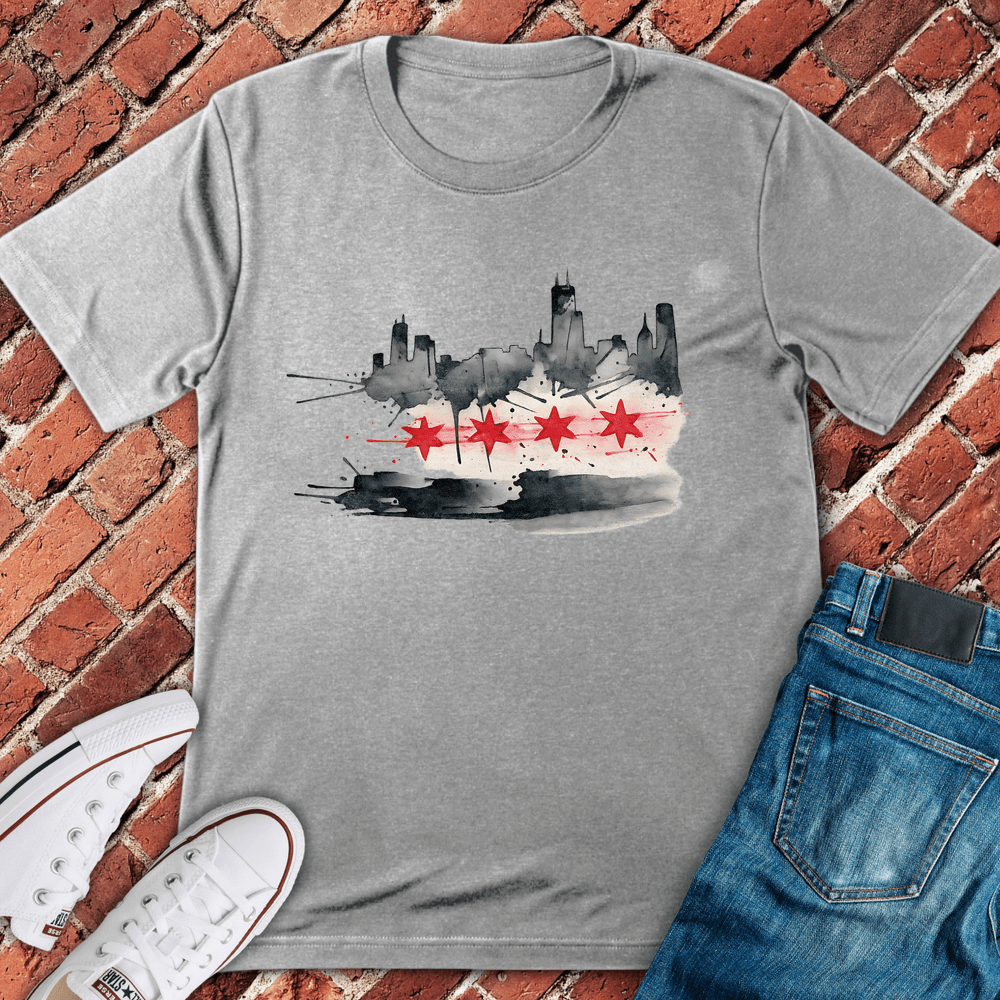 Flag And Fog T-Shirt - Sport Grey