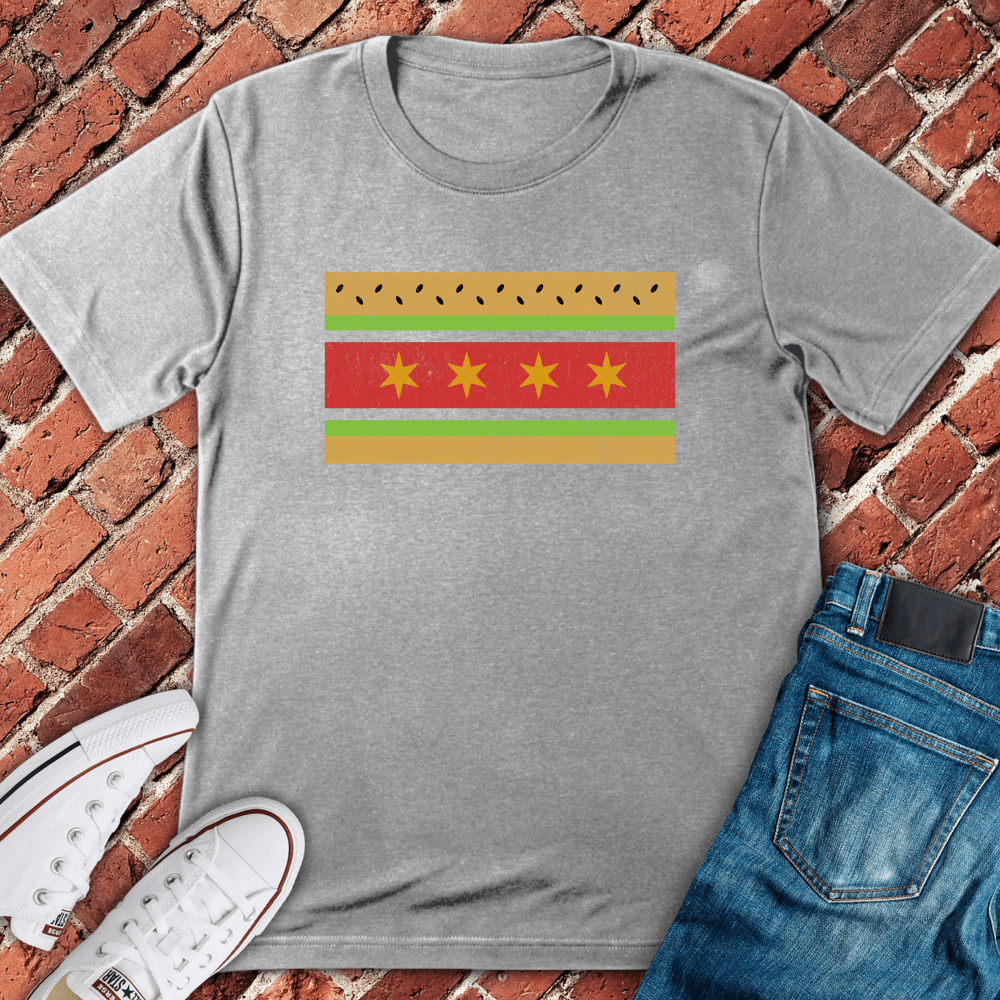 Chicago Dog Flag T-Shirt - Sport Grey