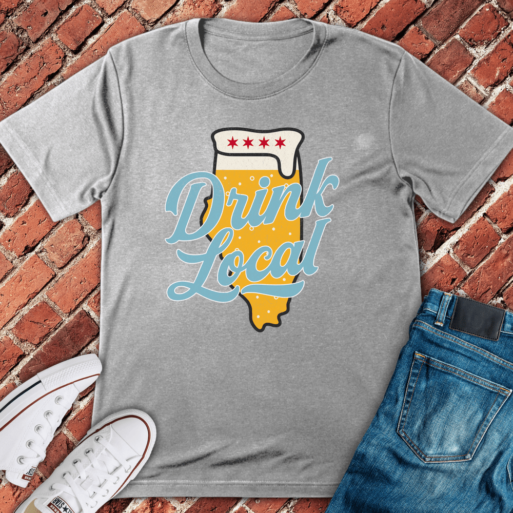 Drink Local Flag T-Shirt - Sport Grey