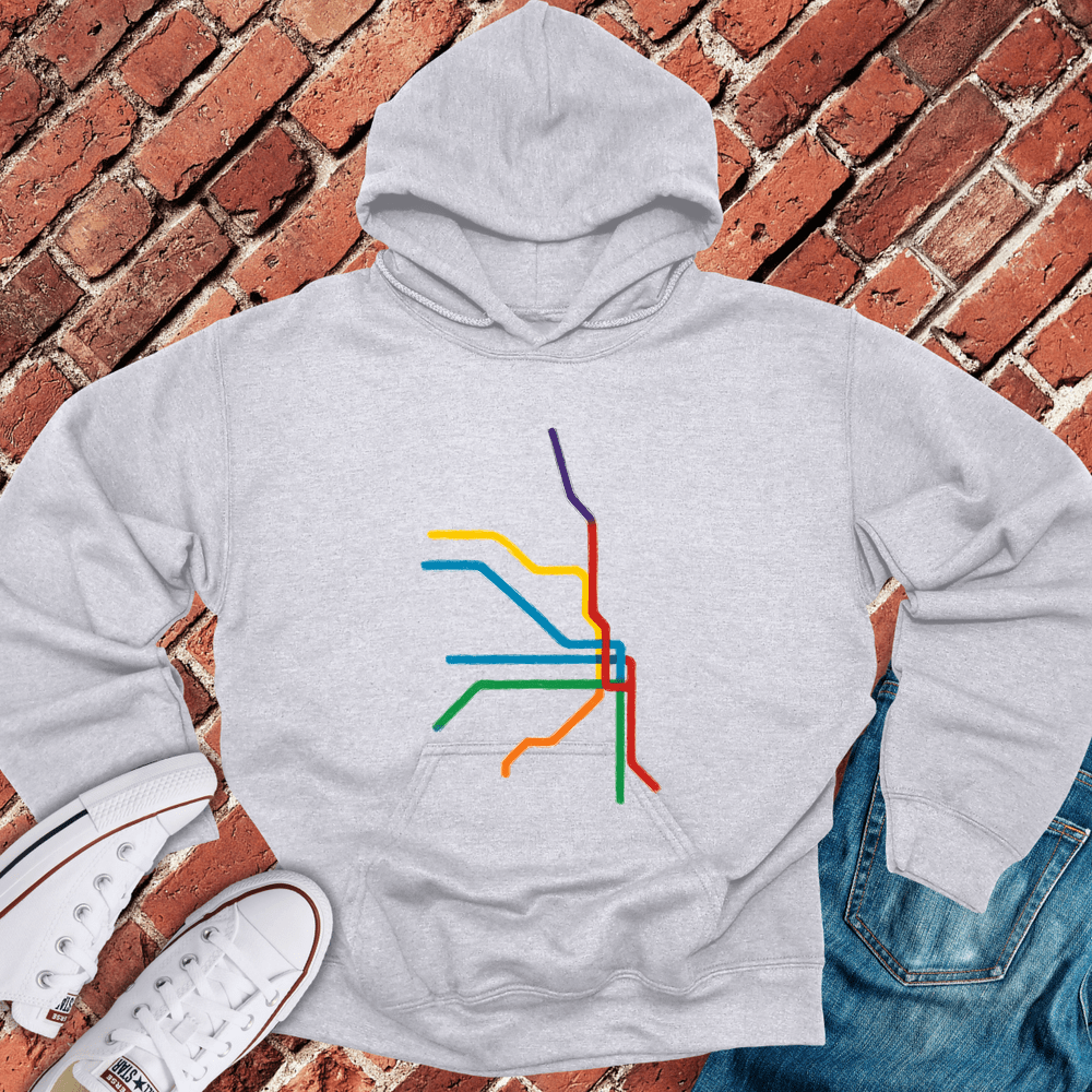Abstract Train Lines Hoodie - Sport Grey