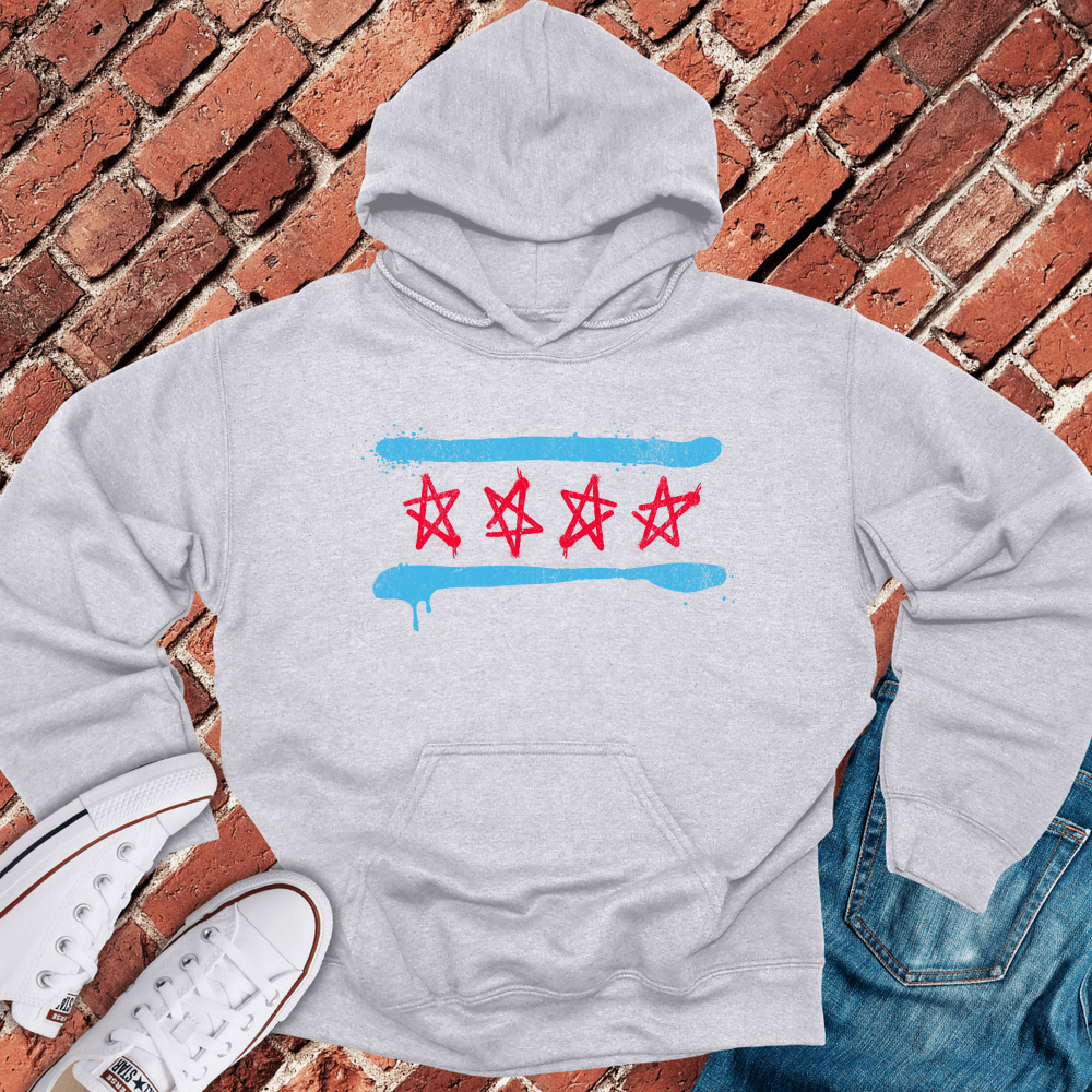 Spray Paint Flag Hoodie - Sport Grey